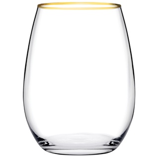 Pasabahce Bernsteingläser, Glas, transparent, mit Goldrand, 35 cl, 6 Stück, 489424, Durchsichtig