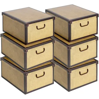 Set aus 6 Aufbewahrungsboxen mit Deckel – Große Kleiderboxen aus Karton 40x50x25 cm – Robust, leicht zu montieren, mit Tragegriffen – Perfekt für Kleiderschrank & Saisonwechsel Tapirus