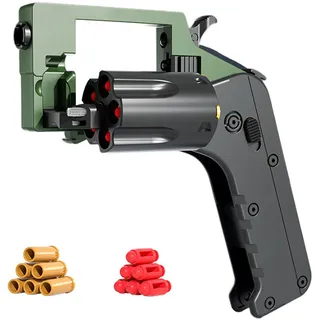 Revolver-Stil Fidget Soft Bullet Guns Toy 5 Serien-Starts, Anti Stress Spielzeug +36 Weiche Patronen Zusammenklappbar Sicher GroßE Reichweite, Antistress Spielzeug Tragbar Kreativ (Green)