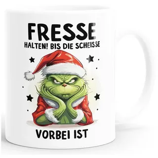 MoonWorks Tasse Grinch Tasse Anti Weihnachten Spruch Ironie Sarkasmus lustige, Keramik weiß