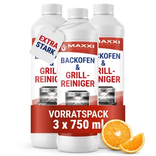 Maxxi Clean 3 x 750 ml Backofen und Grillreiniger Gel Paste I extrastarker selbstarbeitender Fettlöser I entfernt hartnäckige Verkrustungen ohne Schrubben I Backofen Herdplatte Grill I Made in Germany