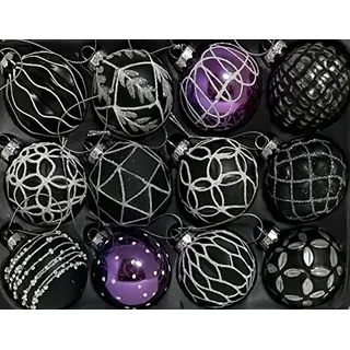 MC-Trend 12er Set edle Luxus Glas Weihnachtskugeln Ø 6cm Weihnachtsbaum Kugeln Christbaumkugeln Weihnachtsdeko Christbaumschmuck Weihnachten (Mix III)