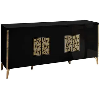 Sideboard Stella in Schwarz/Gold ohne Spiegel - Schwarz/Gold