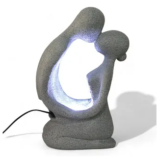 Arnusa Zimmerbrunnen Brunnen Modern Pärchen 48 cm in Granit-Optik Gartenbrunnen, für Innen und Außen Skulptur grau