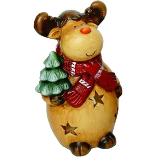 Elch Windlicht Rentier Deko Tier Figur Weihnachts Hirsch Skulptur Teelichthalter