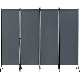 Woltu Paravent, Raumteiler 4-teilig 224x182 cm, Trennwand klappbar, innen outdoor grau