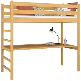 N-Wood Hochbett, Hellbraun, Holz, Echtholz,Kiefer, 120x200 cm, FSC 100%, EN 71, Handmade in Europe, Handmade Quality, Hergestellt in Europa, Real Wood, Kinder- & Jugendzimmer, Kindermöbel, Kinderbetten, Hochbetten