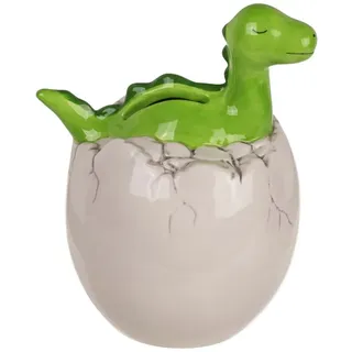 Out of the Blue Spardose Dino aus dem Ei Spardose mit Schloss Dinosaurier Sparschwein Keramik