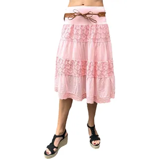 stylx Damen Amber Rock Knielang Glockenrock mit Stickereien - kurzer Sommerrock mit Jerseybund - unifarbener Minirock - 34-36
