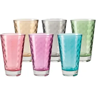 LEONARDO Longdrinkglas Optic, Glas, Colori Qualität, 300 ml, 6-teilig bunt