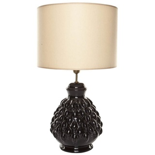Signature Home Collection Nachttischlampe Tischlampe Keramik mit Stoffschirm schwarz Nachttischlampe, ohne Leuchtmittel, warmweiß, Tischlampe handgefertigt schwarz