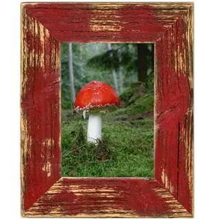 Mein Landhaus Bilderrahmen aus echtem Alt-Holz Stil Vintage, rustikal - handgefertigte Unikate in rot 13X18