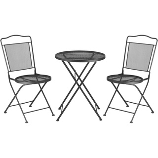Outsunny Sitzgruppe 3-teilige Essgruppe Bistro-Set Gartenmöbel-Set Balkonmöbel Set 1 Tisch+2 Stühle