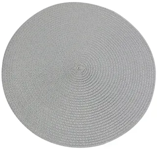 Ueiwffzo 38cm Runde Tischsets Abwaschbar 4er Set, Polypropylen Geflochten Gewebt Tischsets Hitzebeständig Waschbar Küche Esszimmer Platzsets für Zuhause, Restaurant Hotel, Outdoor, Part (Silber)