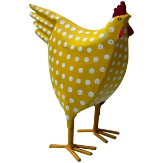 ETC dekoratives frühlingshaftes Deko Huhn Metall bemalt mit Punkten (gelb)