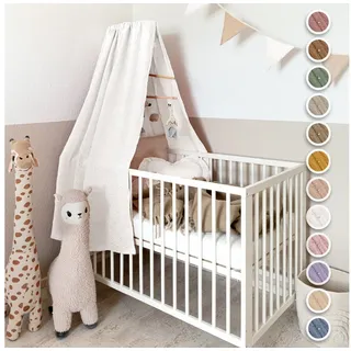 lilimaus Betthimmel Babybett mit Goldapplikationen [in 12 Farben] Himmel Babybett aus 100% Baumwolle Musselin - Betthimmel Mädchen & Jungen - Himmelbett Kinderzimmer & Babyzimmer Deko - Baby Bett