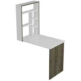 [en.casa] Wandklapptisch, Walnuss, Weiß, Holzwerkstoff, 77x75x58 cm, Esszimmer, Tische