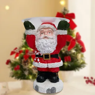 Weihnachtsmann Hält Tablett Figur Weihnachtsdekoration, Harz Weihnachts-Snack-Rack Mit Tellern, Weihnachtsobst Desserthalter, Für Home Weihnachtsschmuck (Weihnachtsmann)