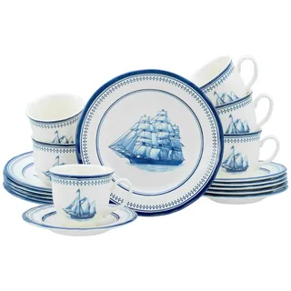 CreaTable Segelschiff Kaffeeservice 18-tlg. blau/weiß
