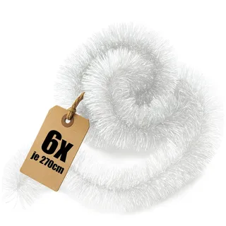 com-four® 6X Tannengirlande 270 cm, künstliche Weihnachtsgirlande | 16,2 m Gesamtlänge - Girlande für Weihnachtsbaum - Deko für Fenster - Tür - Geländer - Tisch