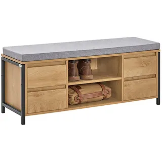SoBuy Schuhbank Natur, Metall, 110x45x35 cm, Garderobe, Garderobenbänke, Schuhbänke