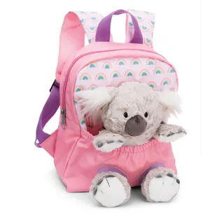 NICI Kinderrucksack rosa 2 in 1 mit Kuscheltier Koala 25cm - Kindergartenrucksack Mädchen & Jungen - Weicher Rückenbereich & verstellbare Gurte - 49841