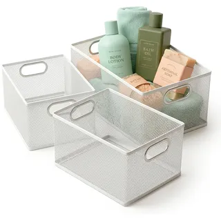 Relaxdays Aufbewahrungskorb 3er Set 3 Größen Metall 0 x 0 x 0 cm Weiß