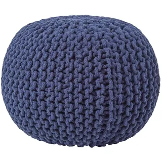Homescapes Strick-Pouf Textil 40 x 35 x 40 cm Dunkelblau