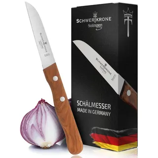 Schwertkrone® Gemüsemesser Premium [MADE IN SOLINGEN - GERMANY] - Schälmesser Obstmesser - Küchenmesser klein scharf - Schneidemesser Kartoffelschälmesser - Allzweckmesser (Klinge: 3" | 7,5cm)