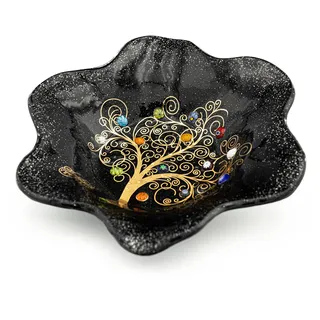 Sospiri Venezia Murano-Glas-Objekttablett mit handgefertigter Baum des Lebens-Dekoration dekorative Schale Wohndekoration Geschenkidee handgefertigt in Italien (19 x 19 cm)