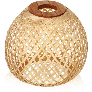 GLEAVI Rattan Lampenschirm aus Bambus Handgefertigte Deckenleuchte mit Tonnenförmigem Lampenschirm Natürliche Lampenabdeckung als Dekoratives Lampenzubehör für Schlafzimmer