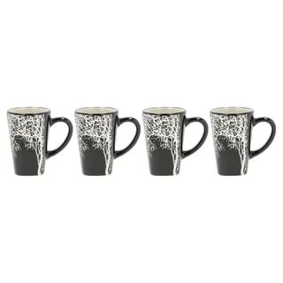 Villa Collection Hela Espressotassen Set 4 Stück, Kleine Tassen/Kaffeebecher für Espresso, mit Henkel, aus Steingut/Keramik, Durchm. 5,5 cm, Höhe 8 cm, 10 cl, Schwarz