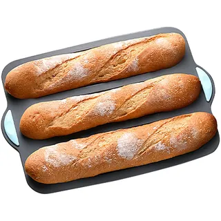 Baguettes Backform Mit Antihaftbeschichtung, Baguetteblech, baguettes-Blech Für 3 Baguettes, Brötchen Backform, baguettes Blech, Brot Backen Zubehör, Ideal Für Perfektes Brotbacken Zu Hause, 34.5x24cm