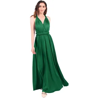 FYMNSI Damen Multiway Lange Abendkleid Hochzeit Brautjungfernkleid Bodenlang Partykleid Cocktailkleid Cabrio Wickelkleid V-Ausschnitt Festlich Kleid Rückenfrei Neckholder Maxikleid Sommer Strandkleid - M