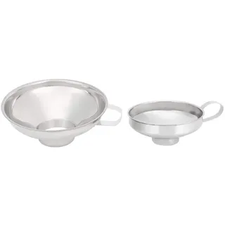 2er-Pack Edelstahl Canning Trichter Cup Küchentrichter Set Metall Cooking Kitchen Hopper Zubehör Übertragen von flüssigen trockenen Zutaten MEHRWEG VERPAKUNG