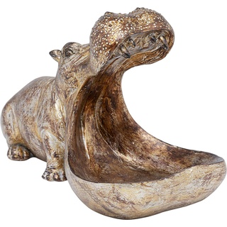 Kare Design Deko Figur Hungry Hippo, Gold, Deko Objekt, Nilpferd, Vintage, 17x15x27 cm (H/B/T)