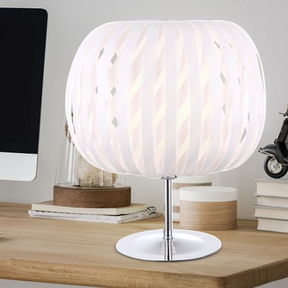 Tischleuchte Tischlampe Kugel-Design Chrom Weiß 30 cm Wohnzimmer Schlafzimmer