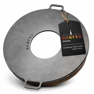 BonFeu Plancha Feuerplatte Ø60cm - 6mm Dick - Grillplatte Rund - Grillplatte für Feuertonne - Feuerplattengrill - Plancha für Feuerschale - Hochwertiger Stahl