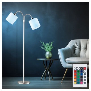 etc-shop LED Stehlampe, Leuchtmittel nicht inklusive, Stehleuchte Leselampe Standlampe dimmbar Fernbedienung RGB LED H 170cm silberfarben