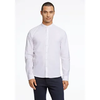 Businesshemd LINDBERGH "Oxford-Hemd (Langarm) Slim Fit", Herren, Gr. M, Normalgrößen, weiß, Obermaterial: 97% Baumwolle, 3% Elasthan, Hemden