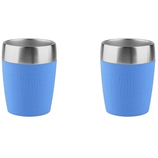 Emsa 514515 Isolier-Trinkbecher, Mobil genießen, 200 ml, Dreh- Trinkverschluss, Wasserblau, Travel Cup, 1 Stück (2er Pack)