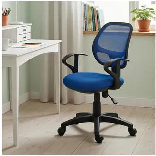 IDIMEX Schreibtischstuhl COOL, für Kinder ergonomisch und höhenverstellbar mit Armlehnen Blau blau 97 cm x 58 cm