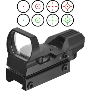 Red Dot Visier Sight Scope Leuchtpunktvisier Reflexvisier Reflex Sight Red Green mit Tactical 4 Reticles für 20mm/22mm Weaver oder Picatinny Railsysteme