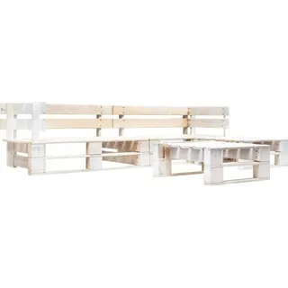 Prolenta Premium  4-tlg. Garten-Paletten-Sofagarnitur Holz Weiß - Weiß