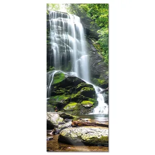 Pixxprint Glasbild Panorama, Wandbild aus Echtglas, Wasserfall, 120x50 cm, inkl. Aufhängung und Abstandshalter