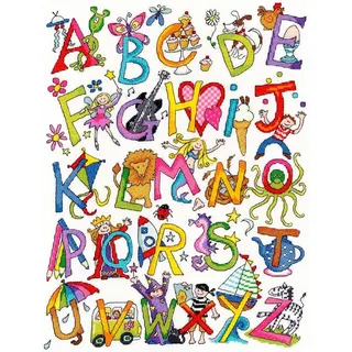 Bothy Threads Kreuzstich-Set Alphabet Spaß Zählmuster, Multifarbig