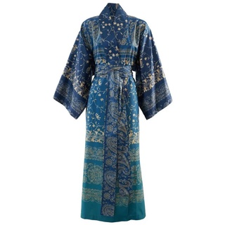 Bassetti Kimono BRENTA, knieumspielend, Baumwolle, ohne Verschluss, aus satinierter Baumwolle blau S-M