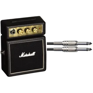 Marshall MS-2 Micro Amp Mini-Verstärker & Stagg Hochwertiges Instrumentenkabel Klinken-Stecker, 1,5 m