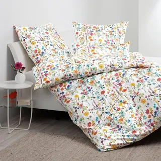 JANINE Milano 45130-09 Floral Satin Bunt 135 x 200 cm + 40 x 80 cm