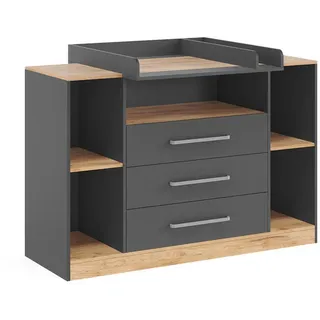 Vicco Wickelkommode Olina, Anthrazit/Goldkraft Eiche, 138.3 x 93 cm